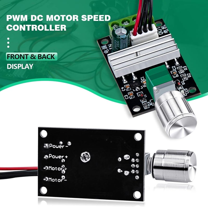 ALEDECO PWM Motor Speed Controller, Forward Reverse, 1203BB DC 28V 24V 12V 6V 3A 80W with Adjustable Reversible Knob Switch DC Motor Driver - Image 5